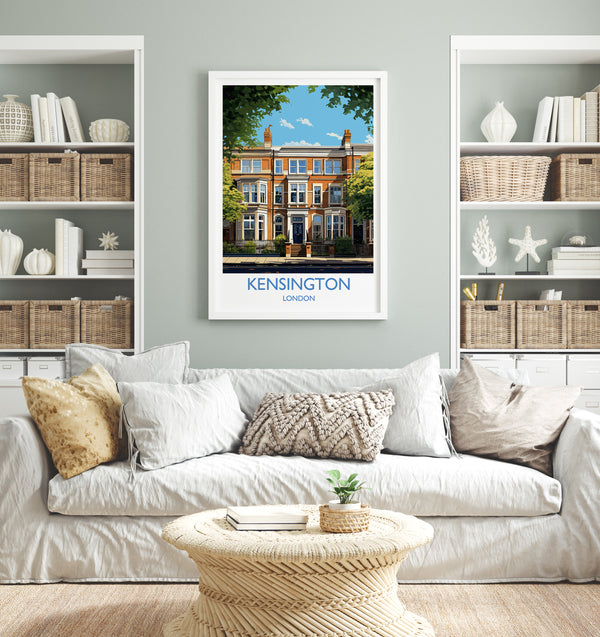 Kensington Travel Poster, Travel Print of Kensington, London Poster, Kensington Gift, Kensington Art, London Art UK Travel Gift