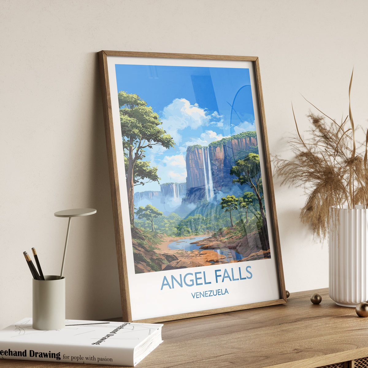 Angel Falls Print, Travel Poster of Angel Falls, Venezuela Art, Angel Falls Art Gift, South America Gift, Travel Gift NQ Media Designs