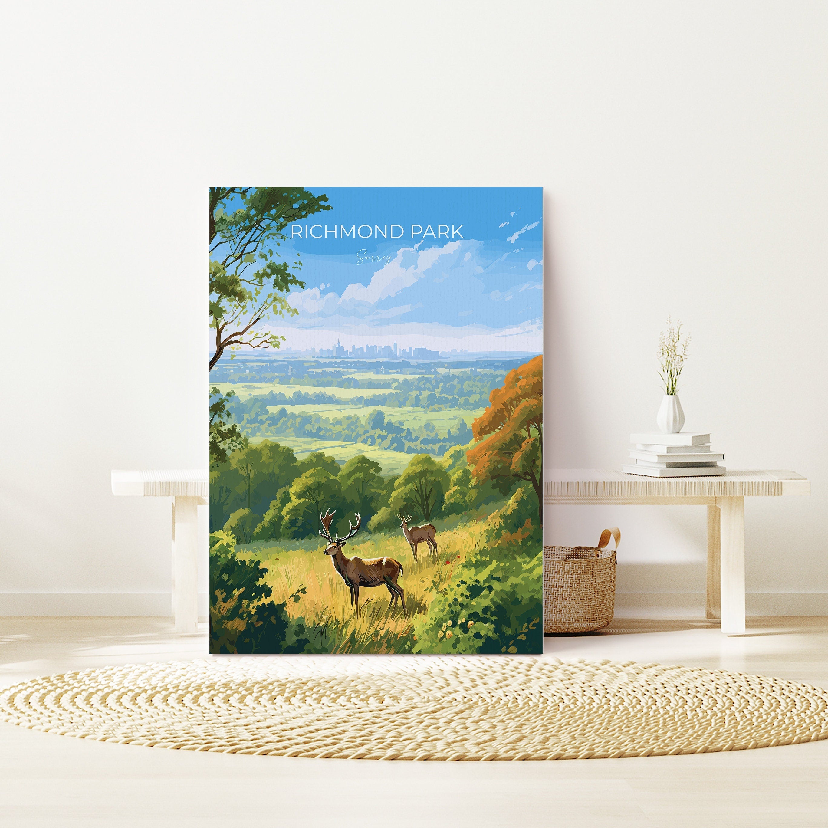 Richmond Park Travel Poster, Travel Print of Richmond Park, Surrey, London, England, London Art, London Gift, Wall Art Print NQ Media Designs