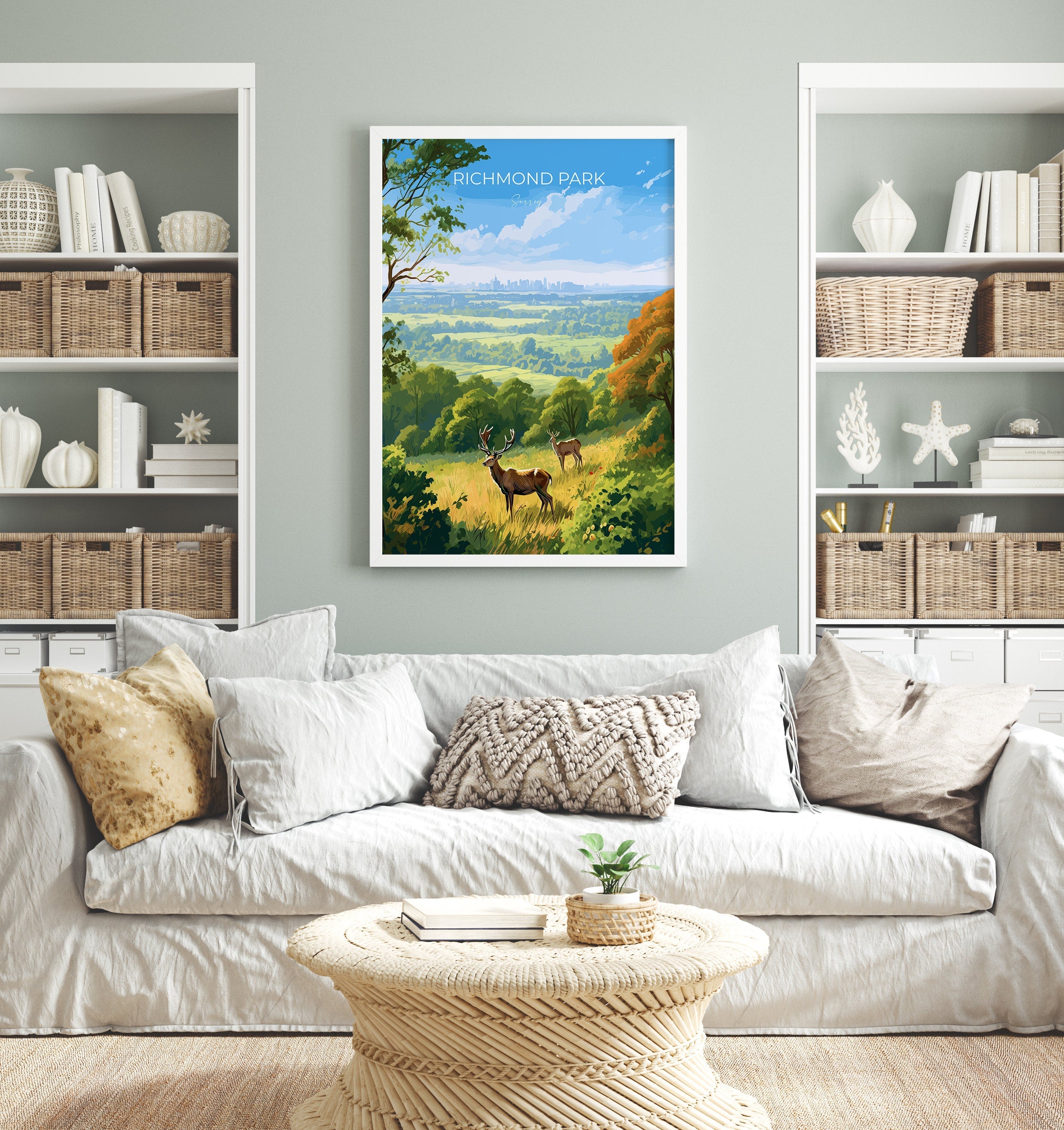 Richmond Park Travel Poster, Travel Print of Richmond Park, Surrey, London, England, London Art, London Gift, Wall Art Print NQ Media Designs