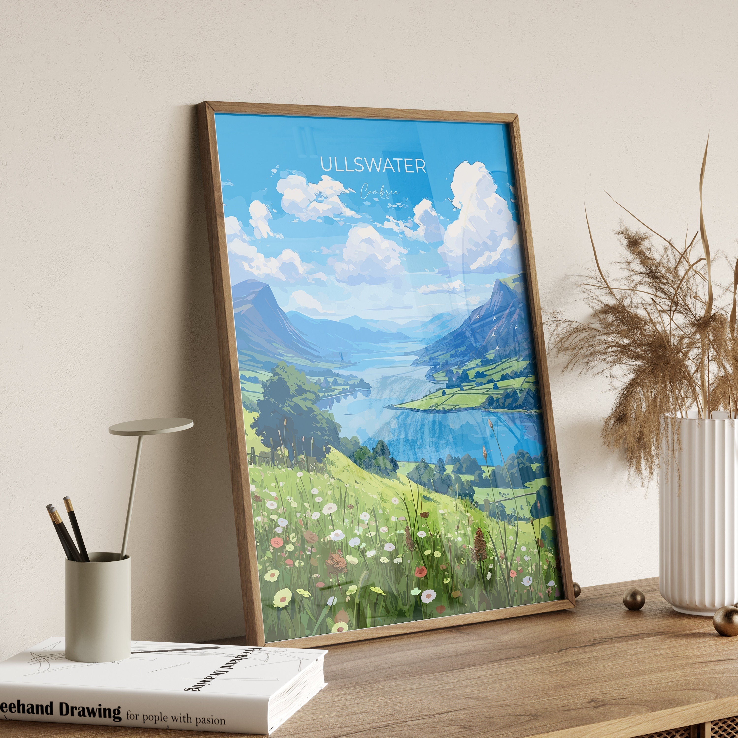 Ullswater Travel Print, Ullswater Travel Poster, England, Cumbria Art, Ullswater Gift, Wall Art Print NQ Media Designs