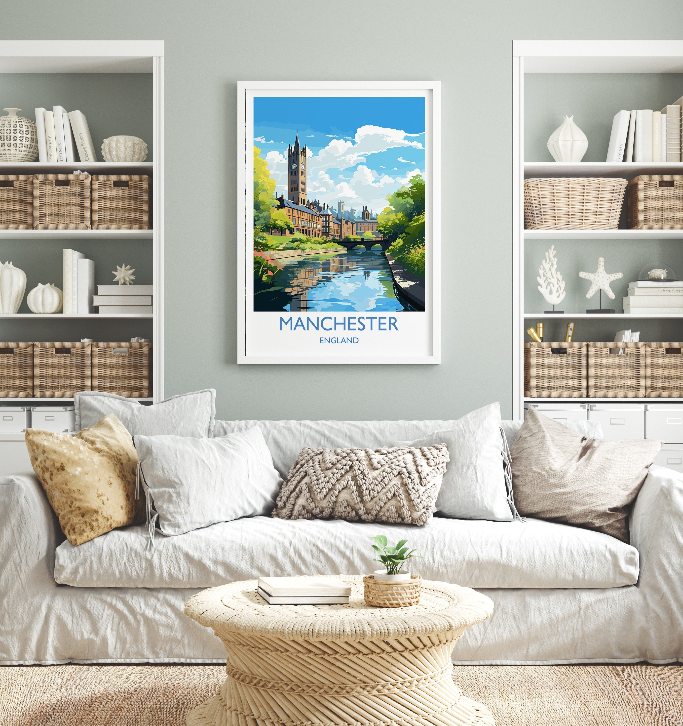 Manchester Travel Print, Travel Poster of Manchester, Lancashire, Manchester Gift, Manchester Art, Lancashire Poster NQ Media Designs