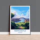 Newcastle Travel Print, Travel Poster of Newcastle , Tyne and Wear, NewcastleGift, NewcastleArt, Tyne and Wear Poster NQ Media Designs