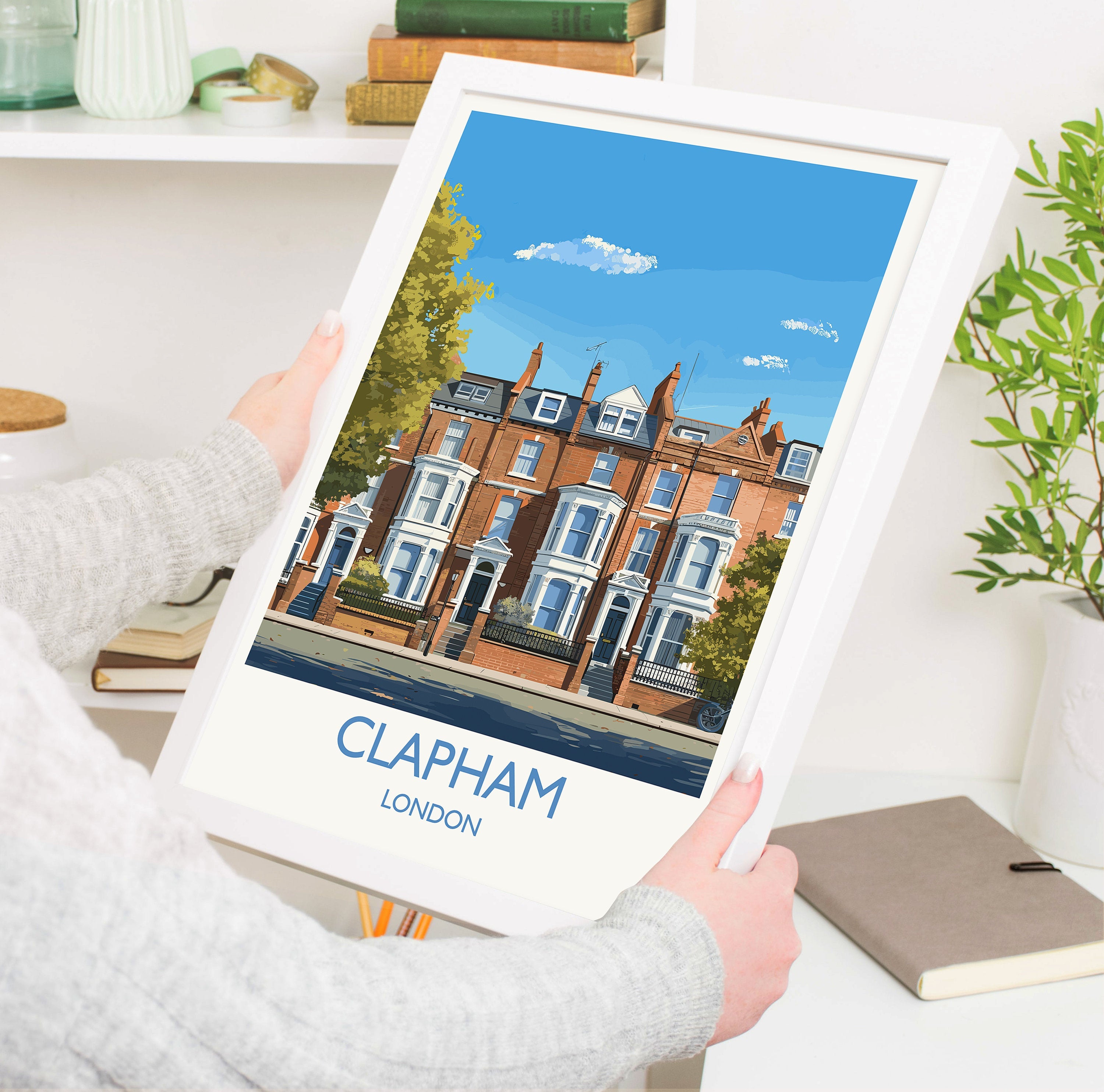 Clapham Travel Poster, Travel Print of Clapham, London Poster, Clapham Gift, Clapham Art, London Art UK Travel Gift NQ Media Designs