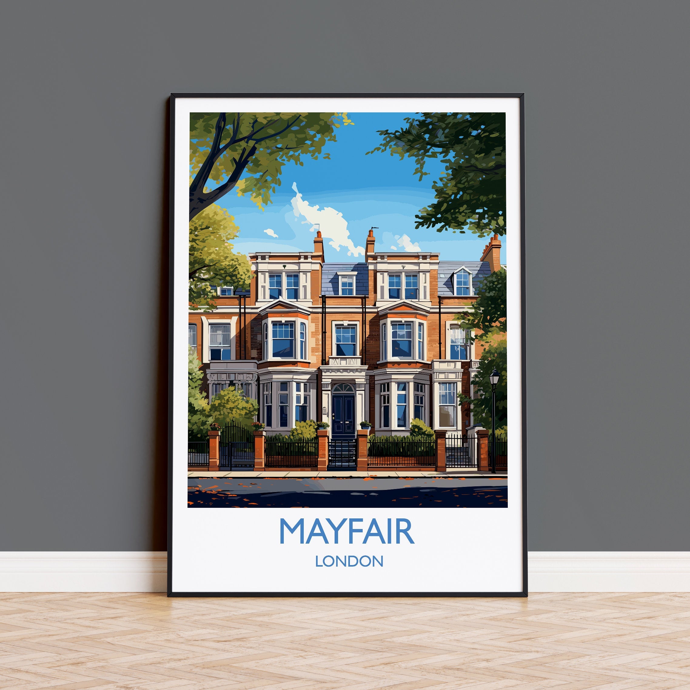Mayfair Travel Poster, Travel Print of Mayfair, London Poster, Mayfair Gift, Mayfair Art, London Art UK Travel Gift NQ Media Designs