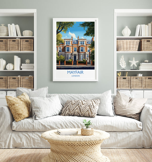 Mayfair Travel Poster, Travel Print of Mayfair, London Poster, Mayfair Gift, Mayfair Art, London Art UK Travel Gift