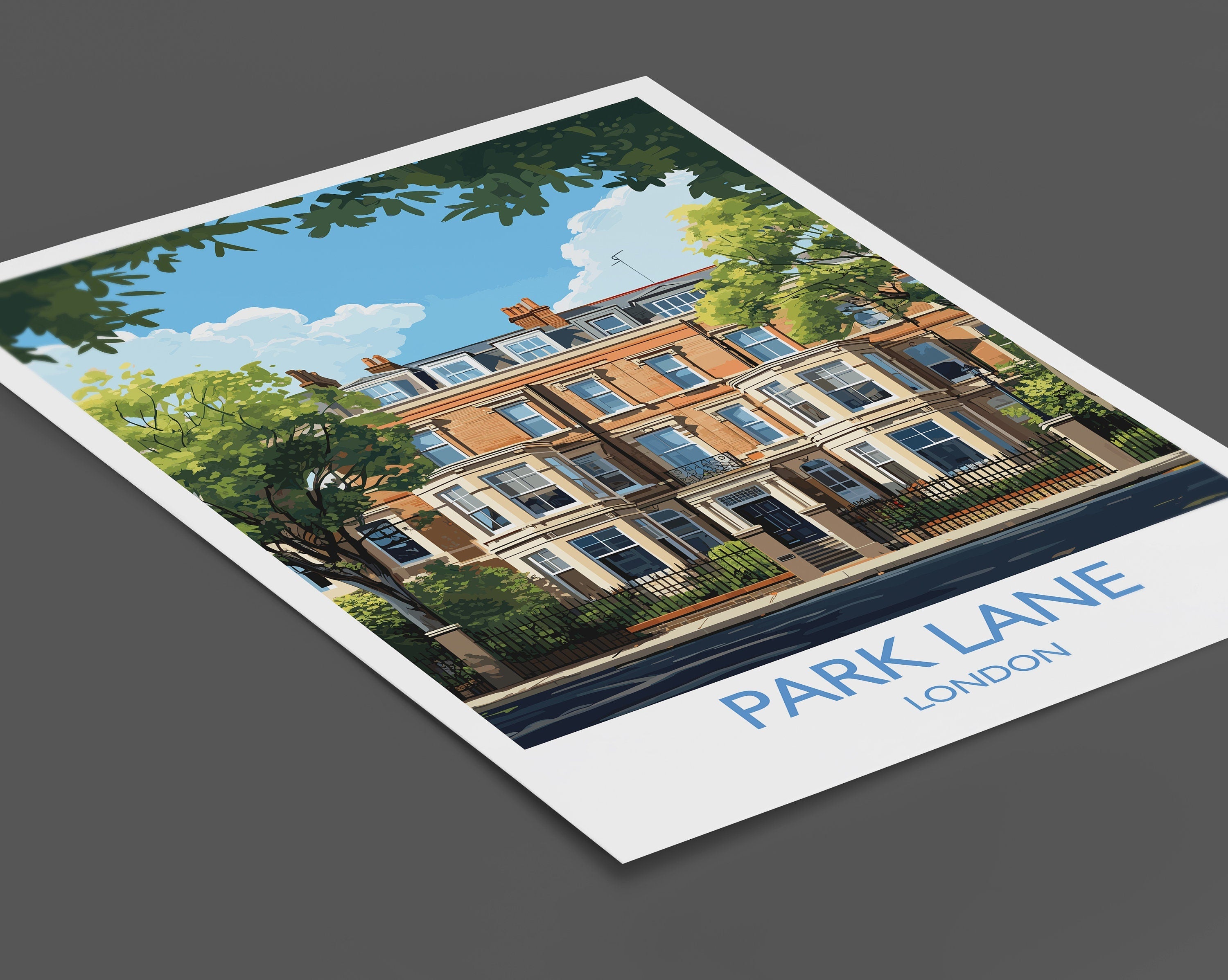 Park Lane Travel Poster, Travel Print of Park Lane, London Poster, Park Lane Gift, Park Lane Art, London Art UK Travel Gift NQ Media Designs