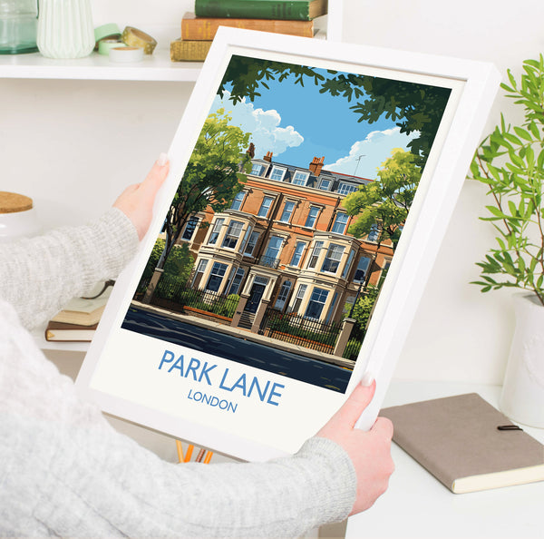 Park Lane Travel Poster, Travel Print of Park Lane, London Poster, Park Lane Gift, Park Lane Art, London Art UK Travel Gift