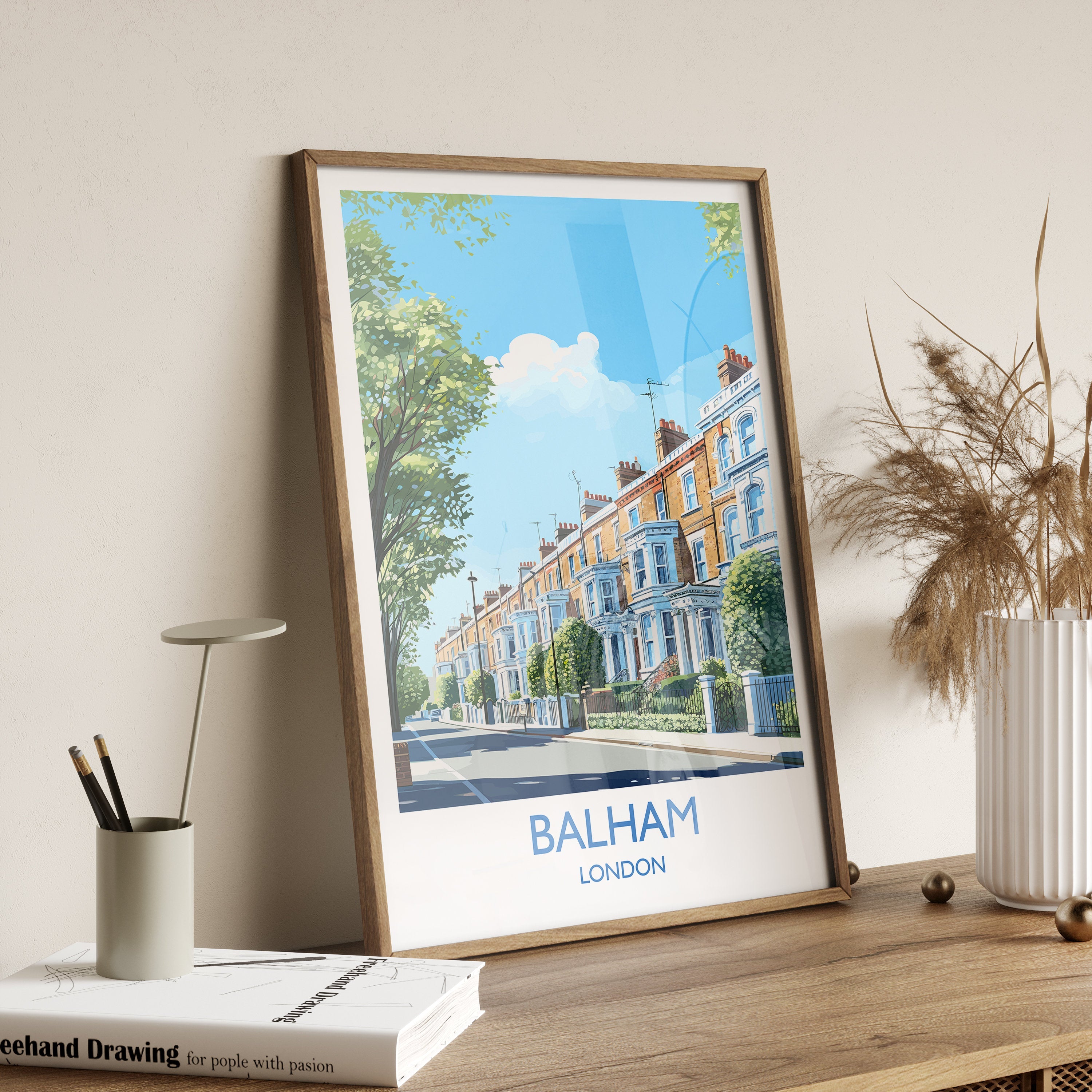 Balham Travel Poster, Travel Print of Balham, London Poster, Balham Gift, Balham Art, London Art UK Travel Gift NQ Media Designs