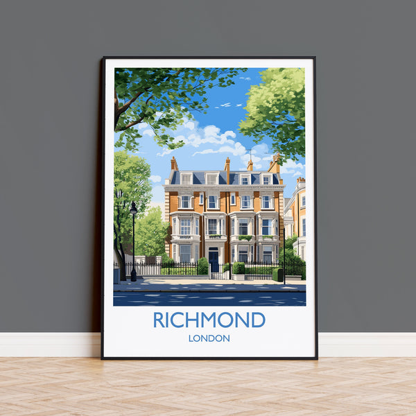 Richmond Travel Poster, Travel Print of Richmond, London Poster, Richmond Gift, Richmond Art, London Art UK Travel Gift