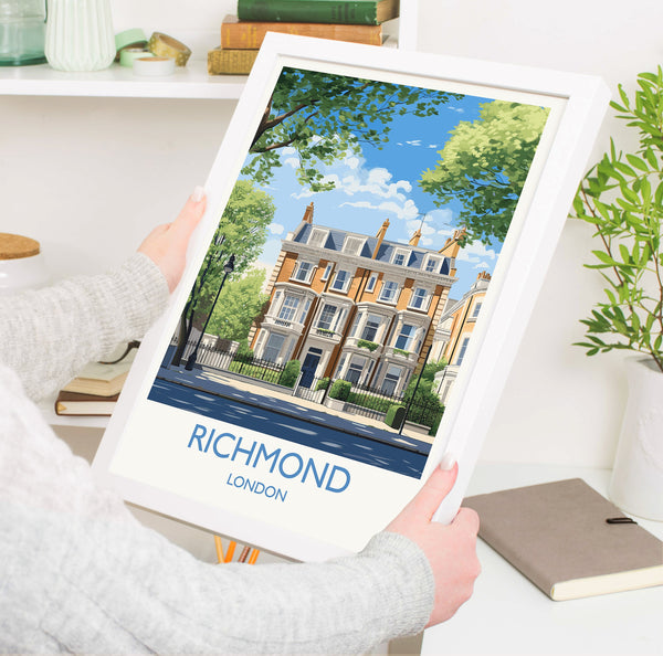 Richmond Travel Poster, Travel Print of Richmond, London Poster, Richmond Gift, Richmond Art, London Art UK Travel Gift