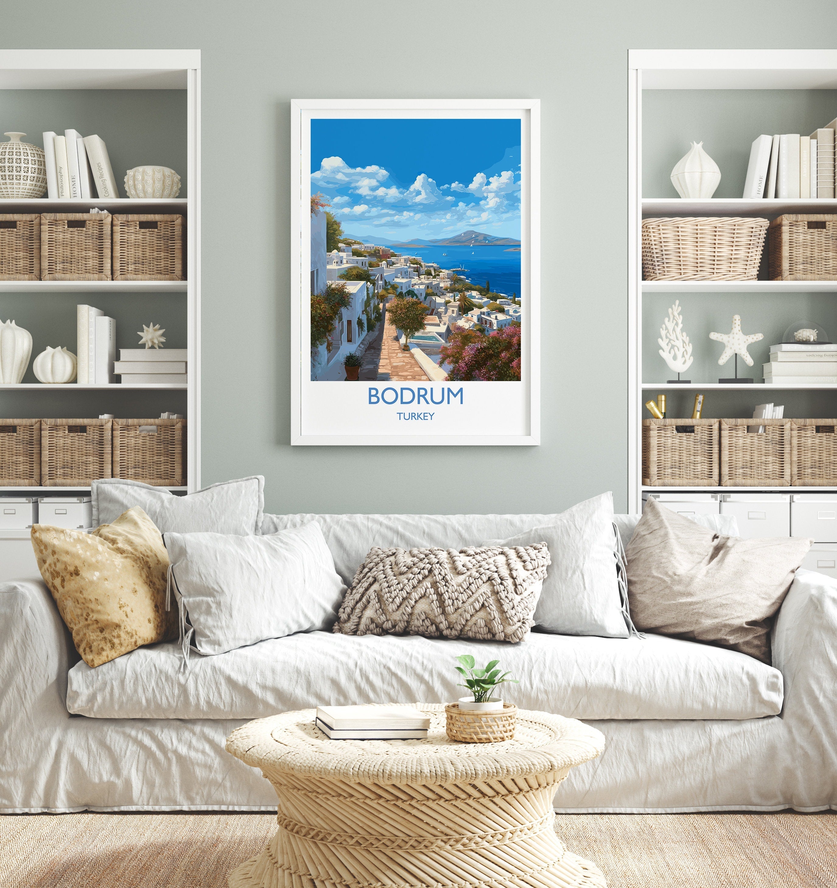 Bodrum Travel Print, Travel Poster of Bodrum, Turkey Poster, Bodrum Gift, Bodrum Art, Turkey Art NQ Media Designs