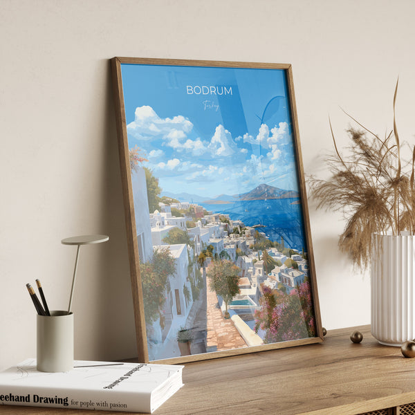 Bodrum Travel Poster, Travel Print of Bodrum, Turkey Poster, Bodrum Gift, Bodrum Art, Turkey Art