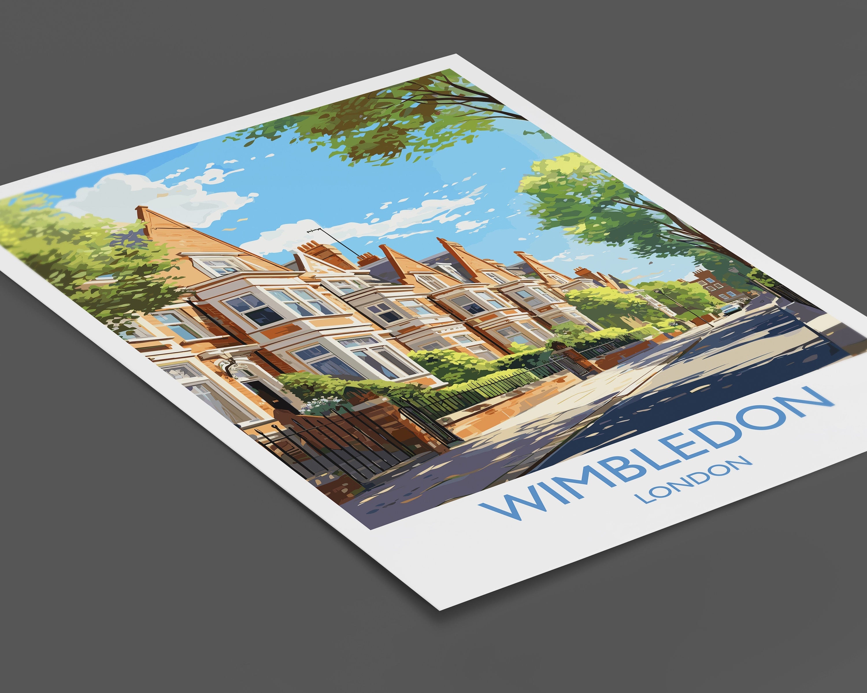 Wimbledon Travel Poster, Travel Print of Wimbledon, London Poster, Wimbledon Gift, Wimbledon Art, London Art UK Travel Gift NQ Media Designs