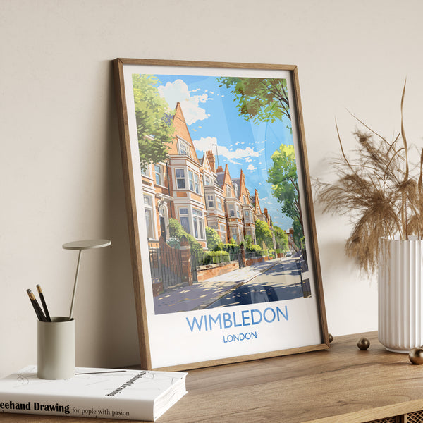 Wimbledon Travel Poster, Travel Print of Wimbledon, London Poster, Wimbledon Gift, Wimbledon Art, London Art UK Travel Gift