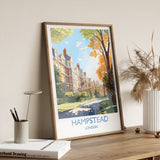 Hampstead Travel Print, Travel Poster of Hampstead, London Poster, Hampstead Gift, Hampstead Art, London Art UK Travel Gift NQ Media Designs