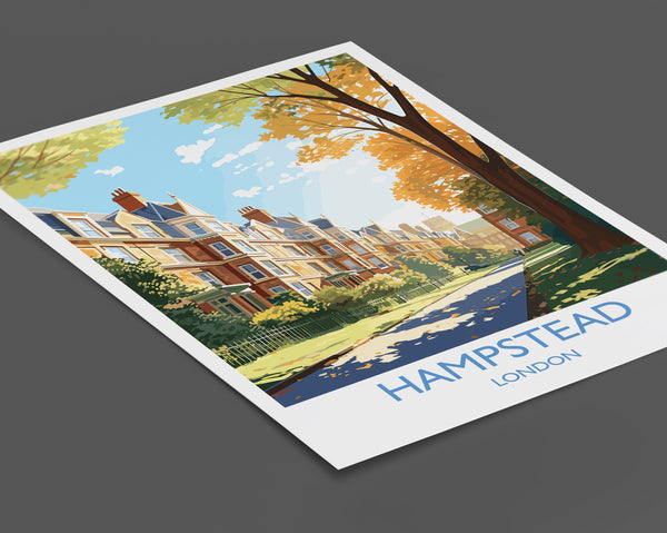 Hampstead Travel Print, Travel Poster of Hampstead, London Poster, Hampstead Gift, Hampstead Art, London Art UK Travel Gift