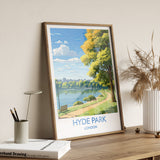 Hyde Park Travel Print, Travel Poster of Hyde Park, London Poster, Hyde Park Gift, Hyde Park Art, London Art UK Travel Gift NQ Media Designs