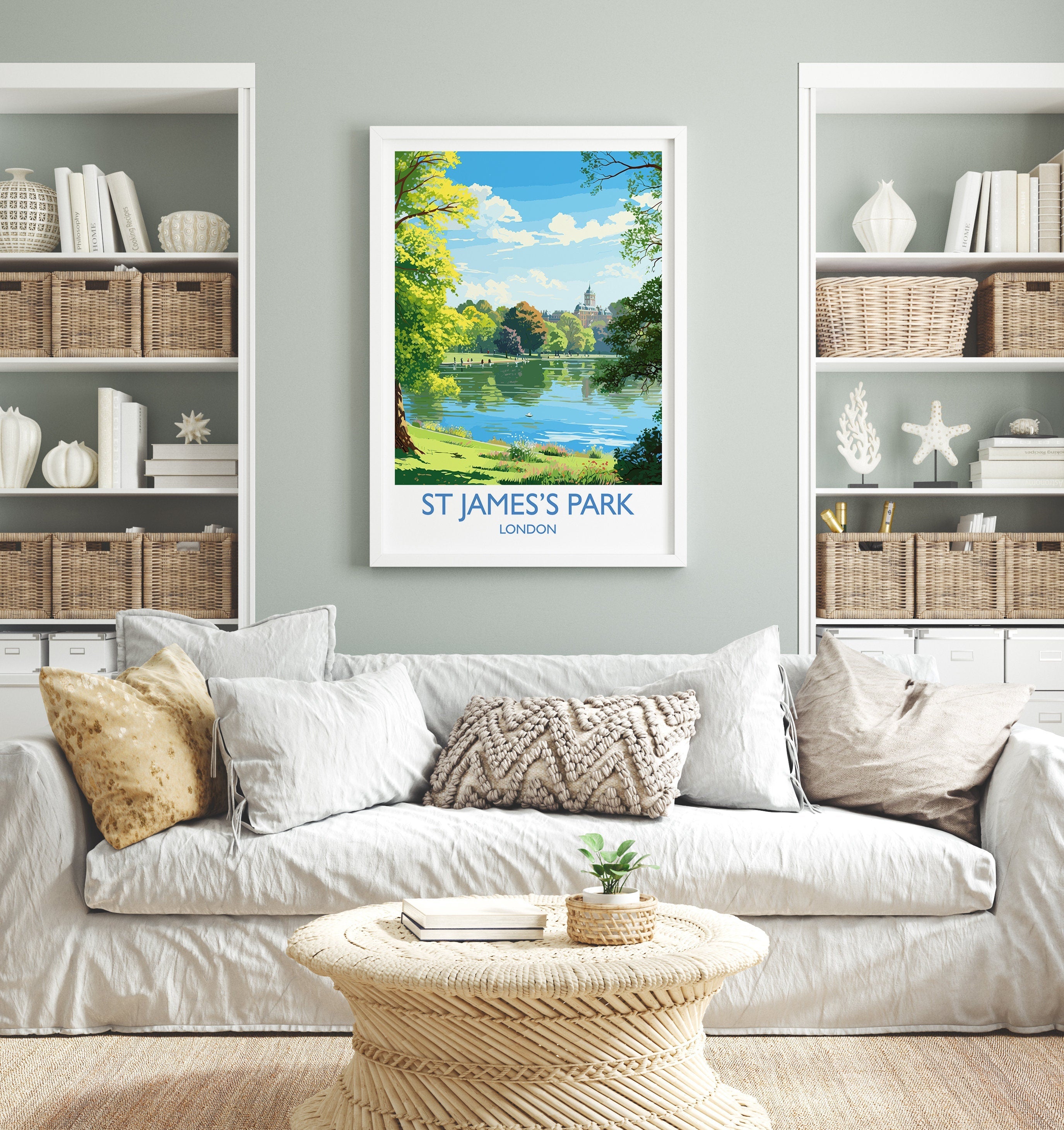 St James's Park Travel Print, Travel Poster of St James's Park, London Poster, St James's Park Gift, St James's Park Art, London Art NQ Media Designs