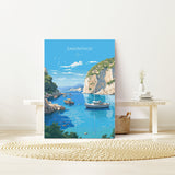 Zakynthos Travel Print, Travel Poster of Zakynthos, Greece Gift, Greek Islands Art, Zakynthos Gift, Wall Art Print NQ Media Designs