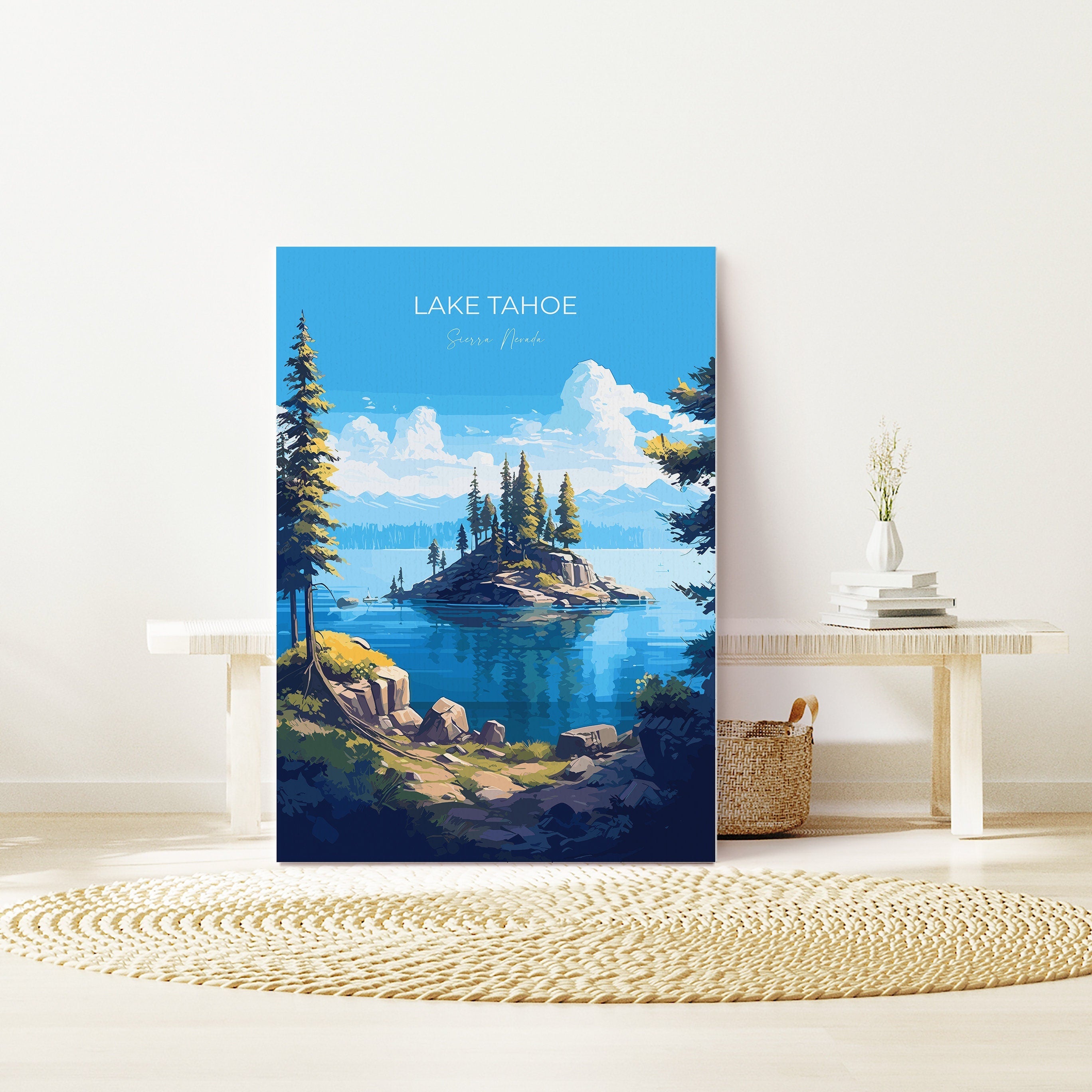 Lake Tahoe Print, Travel Poster of Lake Tahoe, Sierra Nevada Art, Lake Tahoe Gift, USA, Travel Gift NQ Media Designs