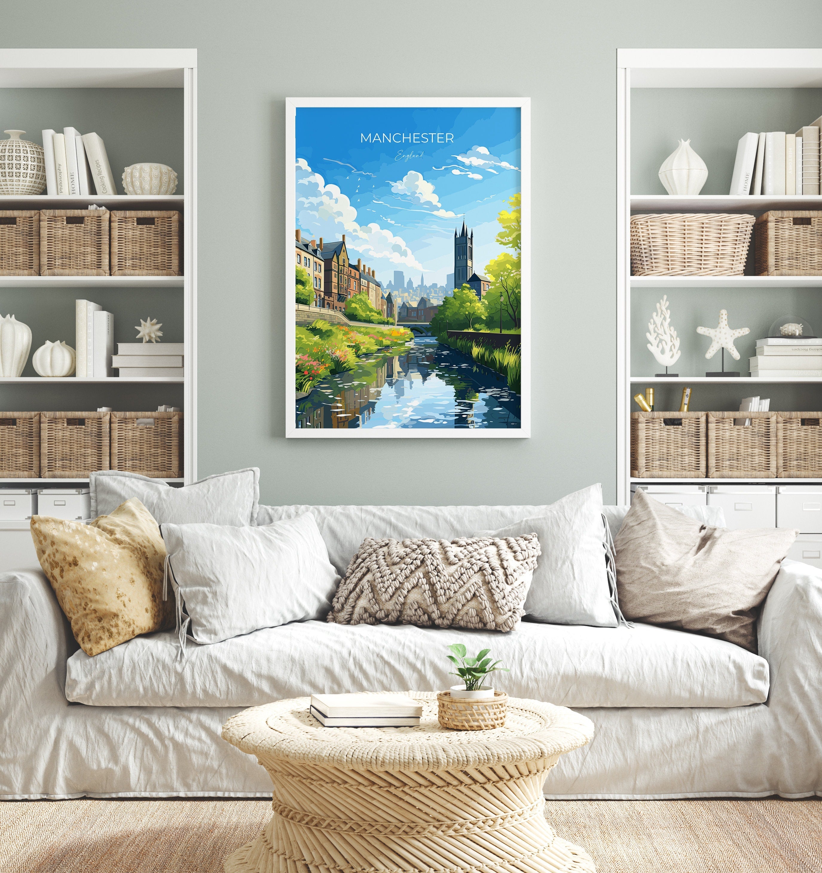 Manchester Travel Poster, Travel Print of Manchester, Lancashire, Manchester Gift, Manchester Art, Lancashire Poster NQ Media Designs
