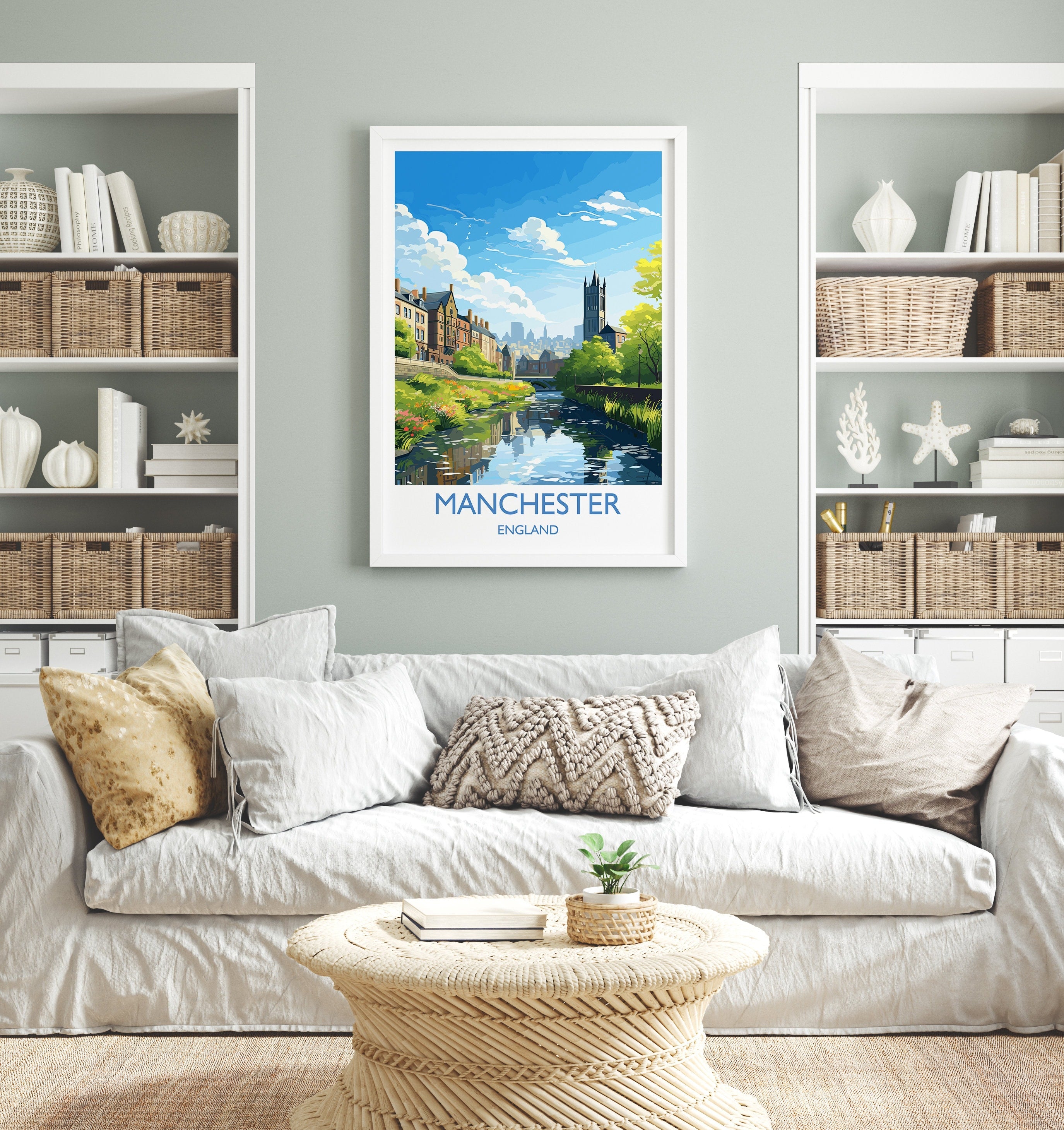 Manchester Travel Print, Travel Poster of Manchester, Lancashire, Manchester Gift, Manchester Art, Lancashire Poster NQ Media Designs