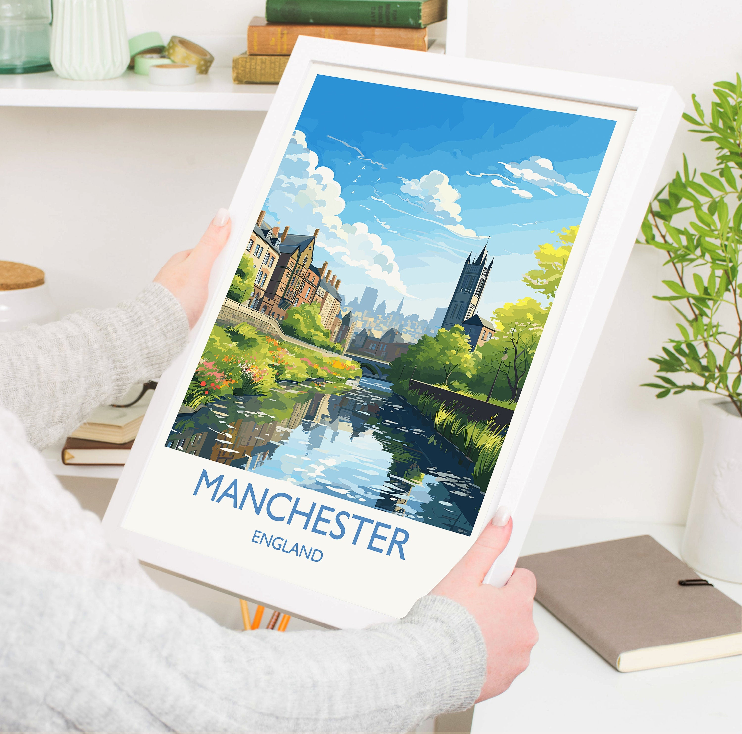 Manchester Travel Print, Travel Poster of Manchester, Lancashire, Manchester Gift, Manchester Art, Lancashire Poster NQ Media Designs