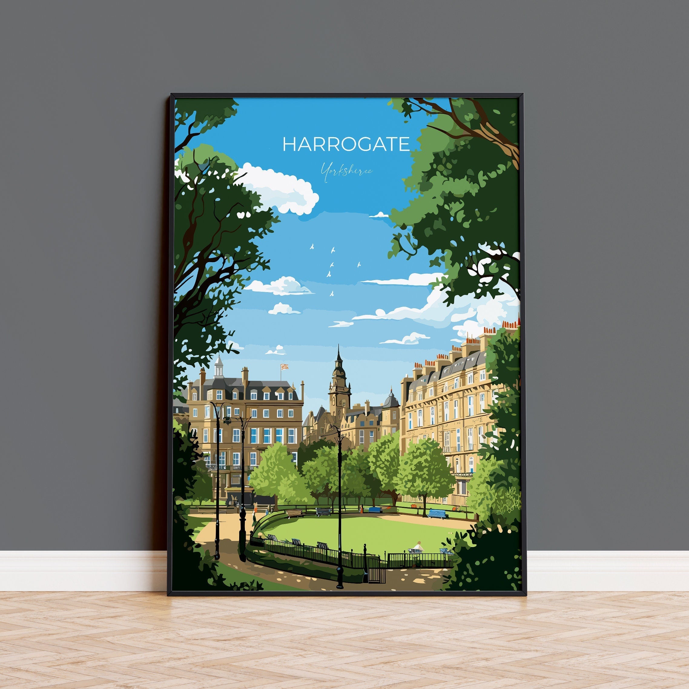 Harrogate Travel Poster, Travel Print of Harrogate, Harrogate, Harrogate Gift, Yorkshire Art, NQ Media Designs