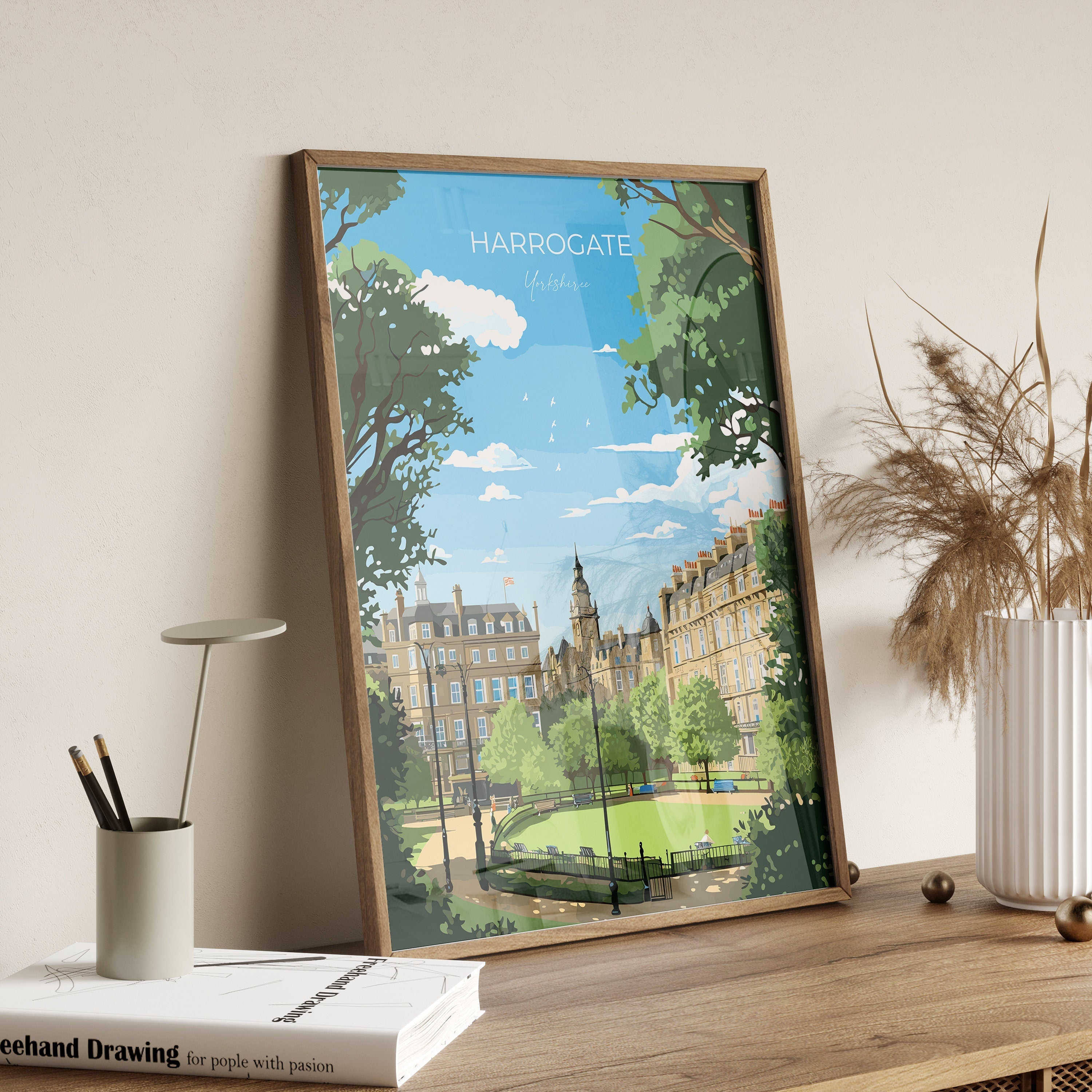 Harrogate Travel Poster, Travel Print of Harrogate, Harrogate, Harrogate Gift, Yorkshire Art, NQ Media Designs