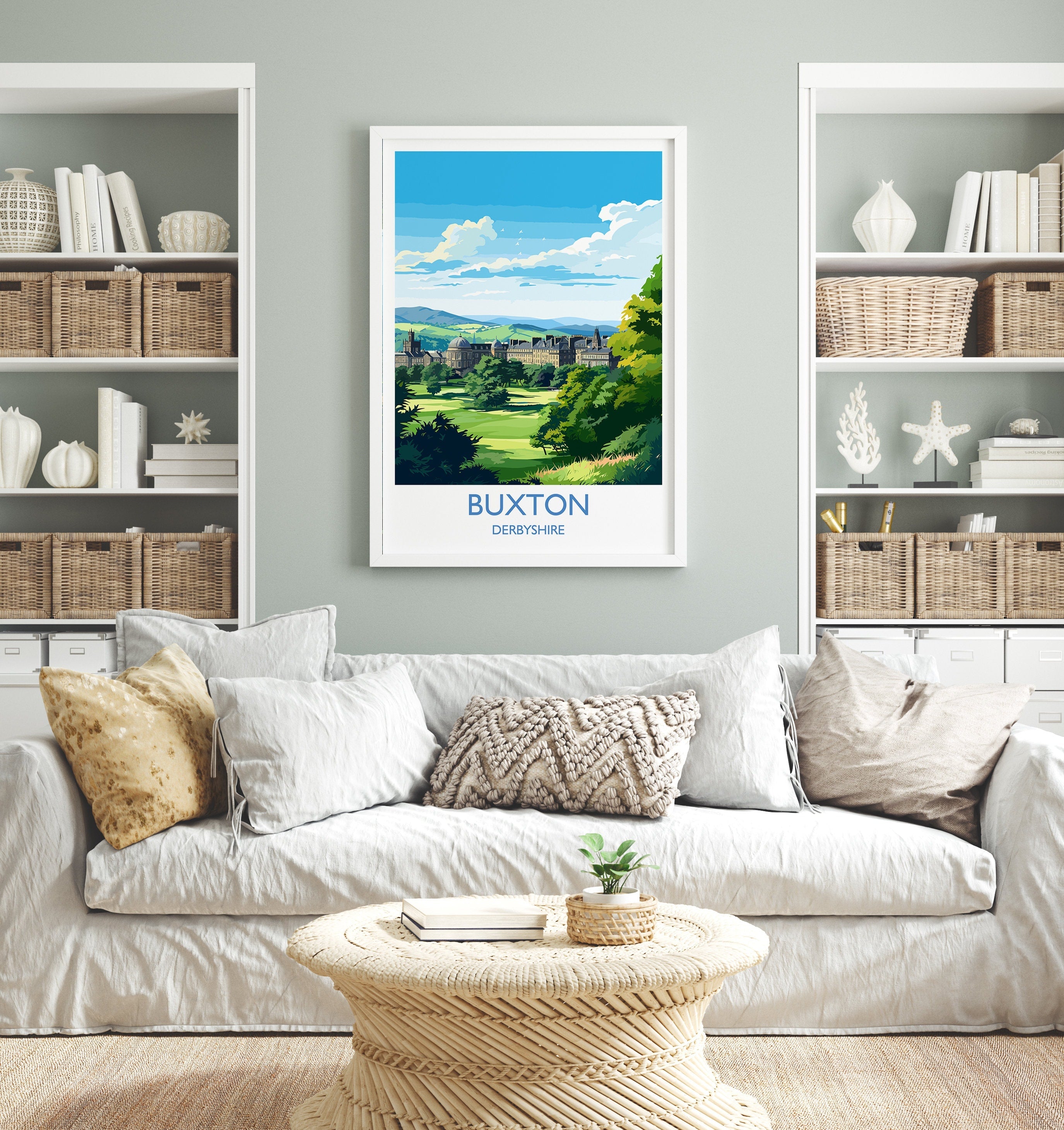 Buxton Travel Print, Travel Poster of Buxton, Buxton, Buxton Gift, Derbyshire Art NQ Media Designs