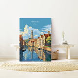 Bruges Travel Print, Travel Poster of Bruges, Belgium, Bruges Gift, Belgium Art NQ Media Designs