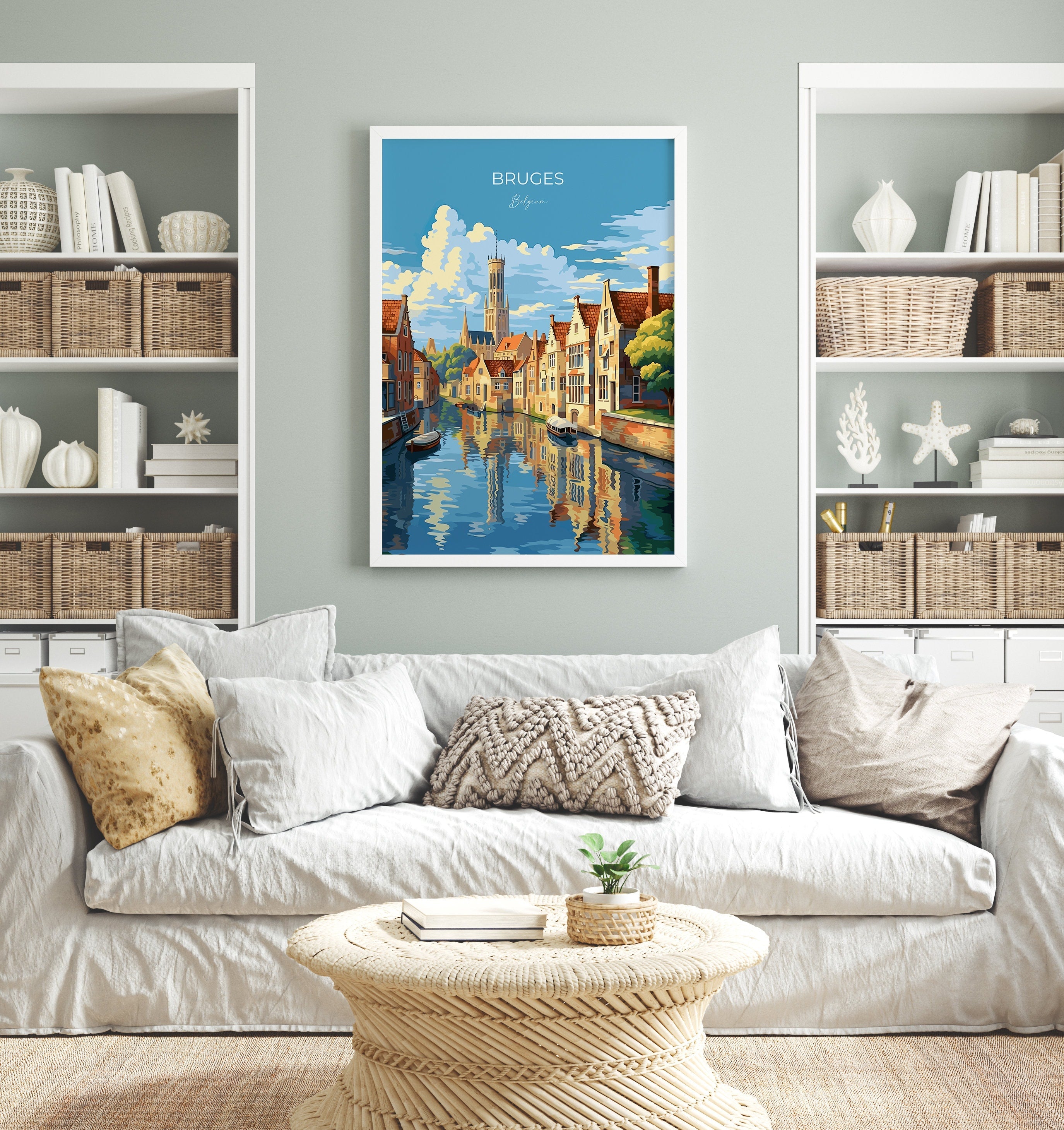 Bruges Travel Print, Travel Poster of Bruges, Belgium, Bruges Gift, Belgium Art NQ Media Designs