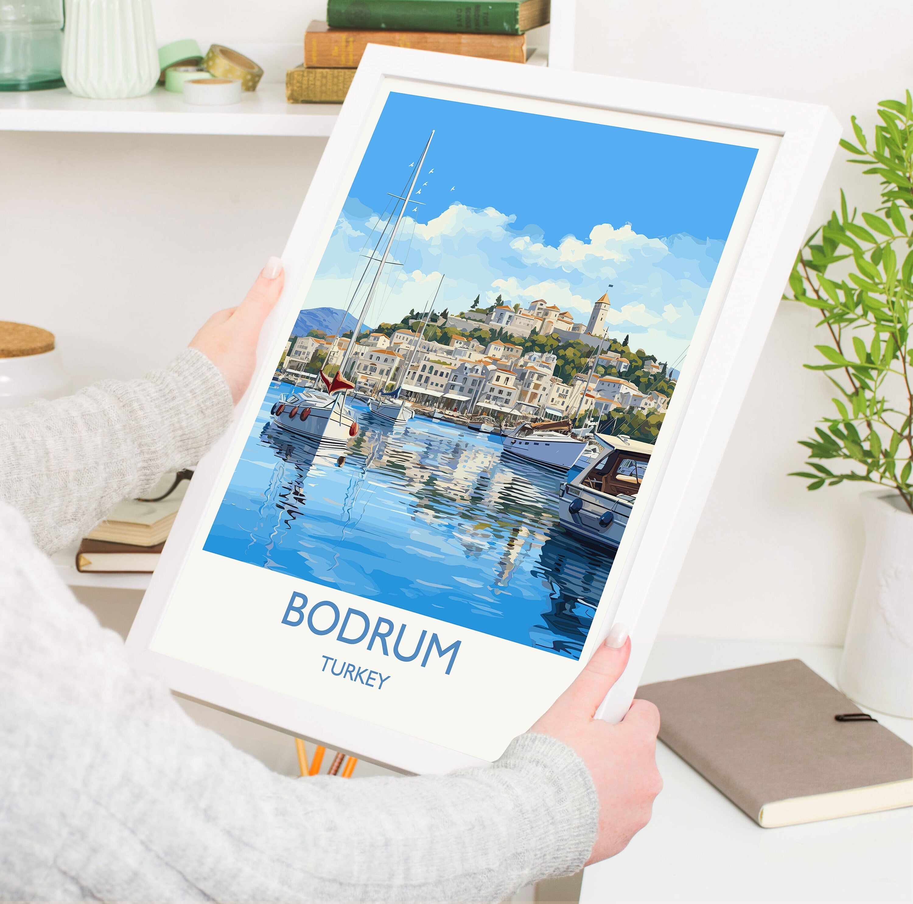 Bodrum Travel Print, Travel Poster of Bodrum, Turkey Poster, Bodrum Gift, Bodrum Art, Turkey Art NQ Media Designs