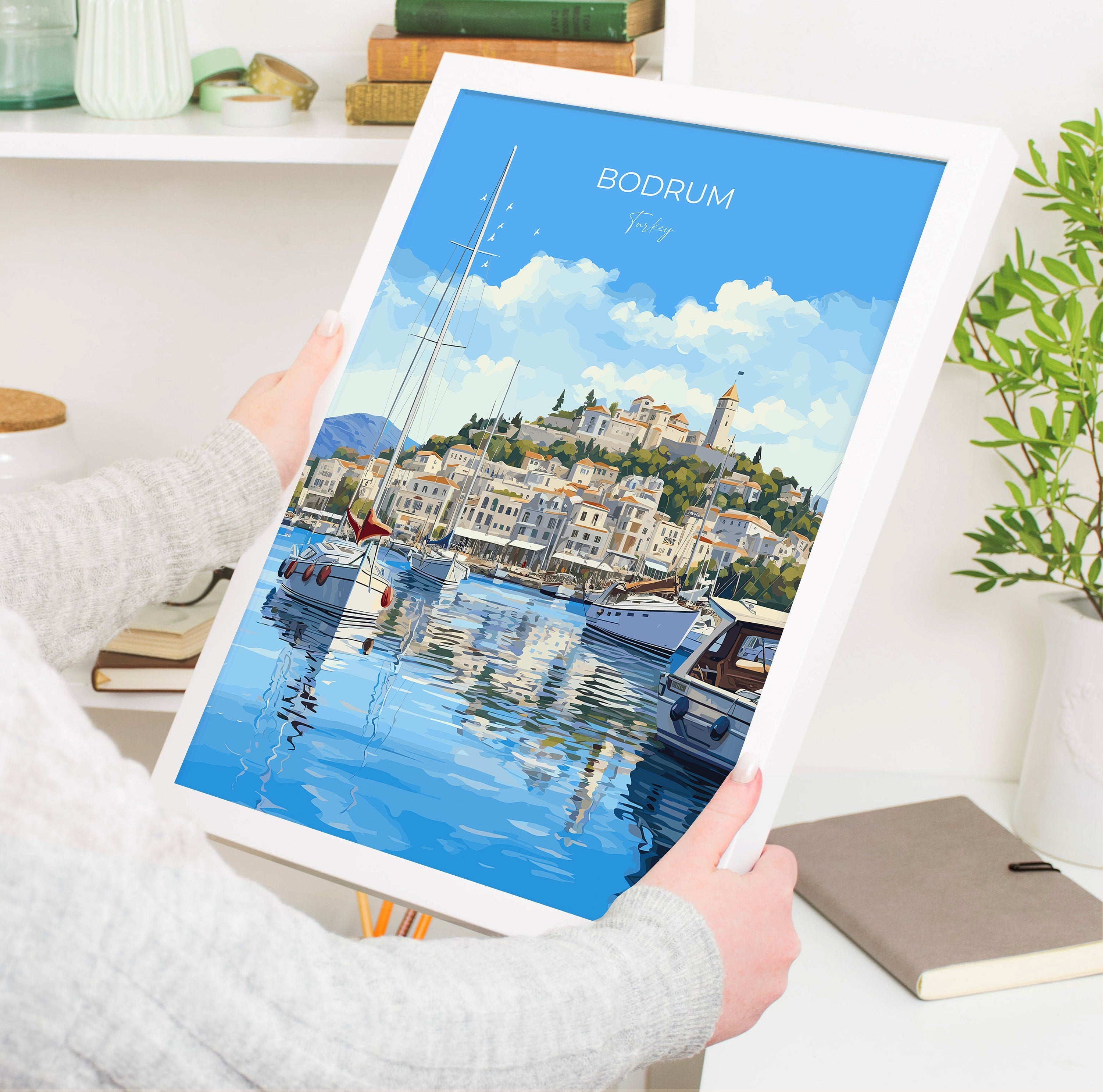 Bodrum Travel Poster, Travel Print of Bodrum, Turkey Poster, Bodrum Gift, Bodrum Art, Turkey Art NQ Media Designs