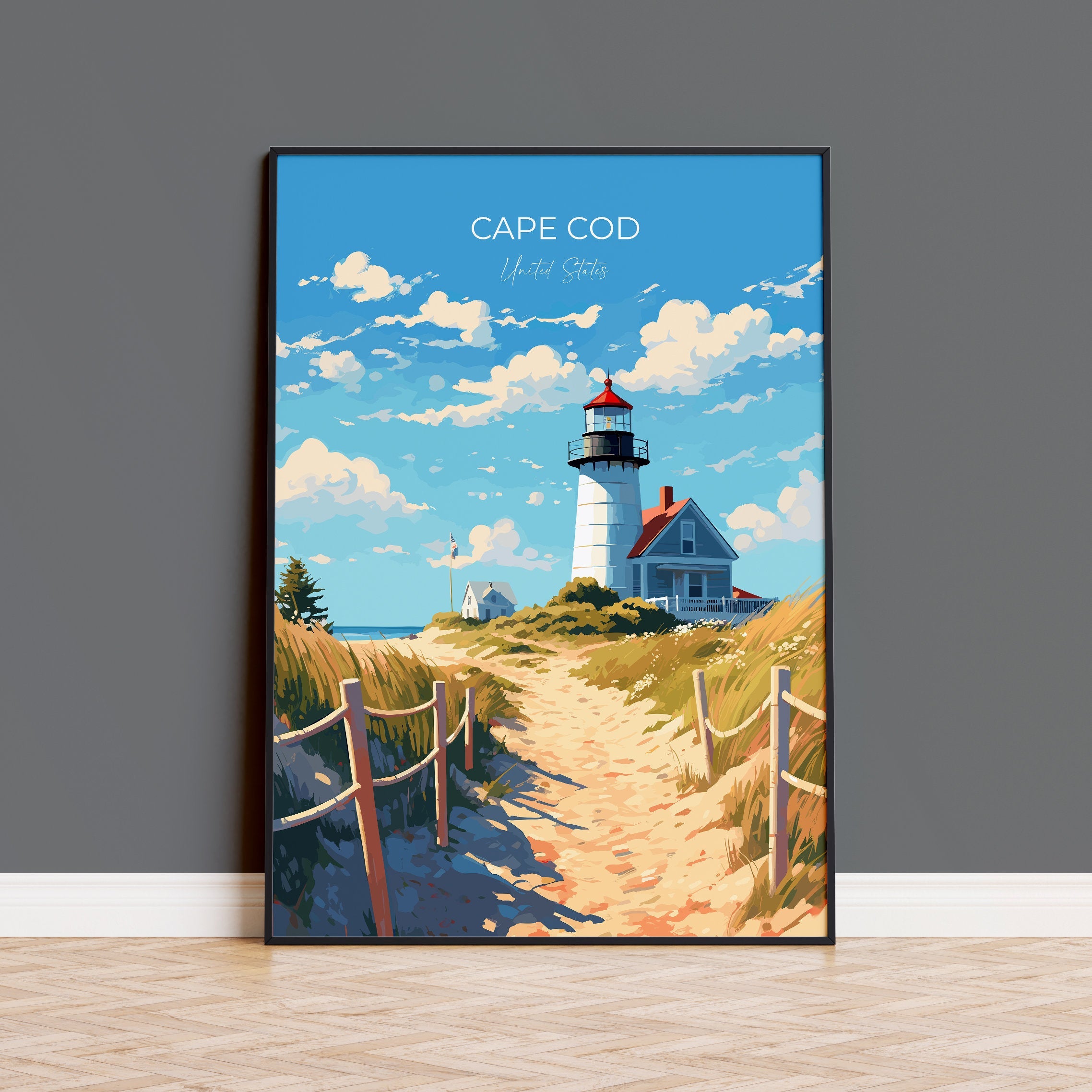 Cape Cod Poster, Travel Print of Cape Cod, Massachusetts, USA, Cape Cod Gift, Cape Cod Art, Travel Gift NQ Media Designs