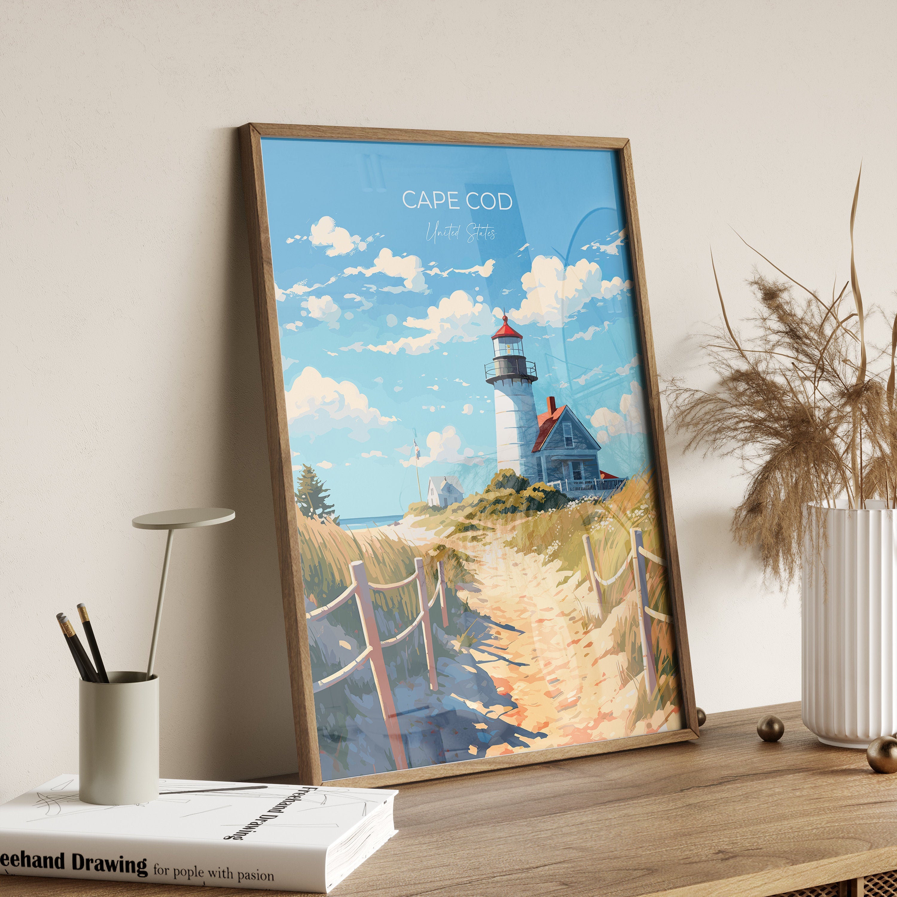 Cape Cod Poster, Travel Print of Cape Cod, Massachusetts, USA, Cape Cod Gift, Cape Cod Art, Travel Gift NQ Media Designs