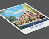 Harrow Travel Print, Travel Poster of Harrow, London Poster, Harrow Gift, Harrow Art, London Art UK Travel Gift NQ Media Designs