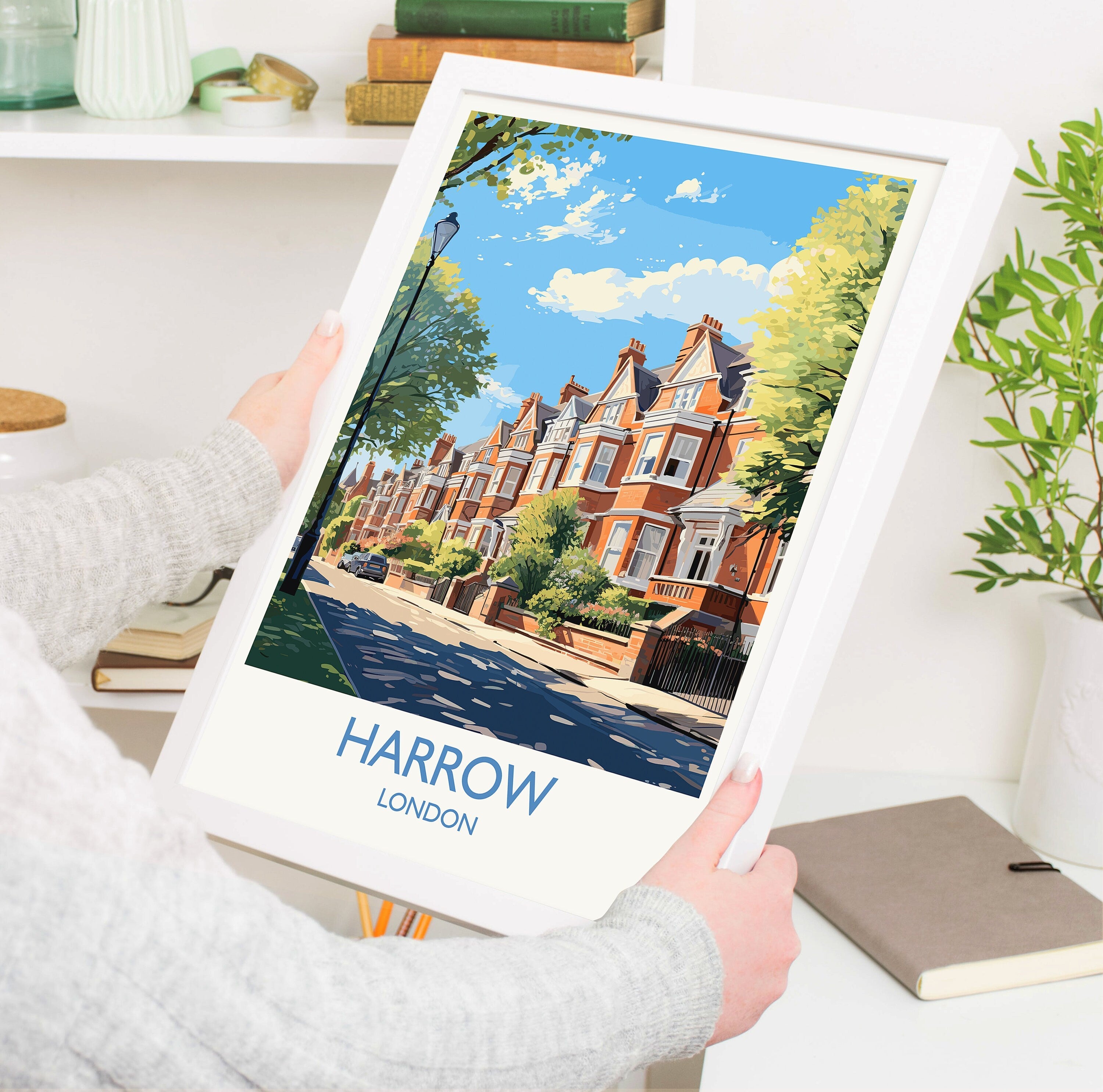 Harrow Travel Print, Travel Poster of Harrow, London Poster, Harrow Gift, Harrow Art, London Art UK Travel Gift NQ Media Designs