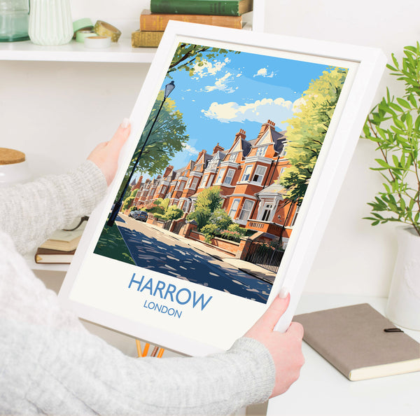 Harrow Travel Print, Travel Poster of Harrow, London Poster, Harrow Gift, Harrow Art, London Art UK Travel Gift