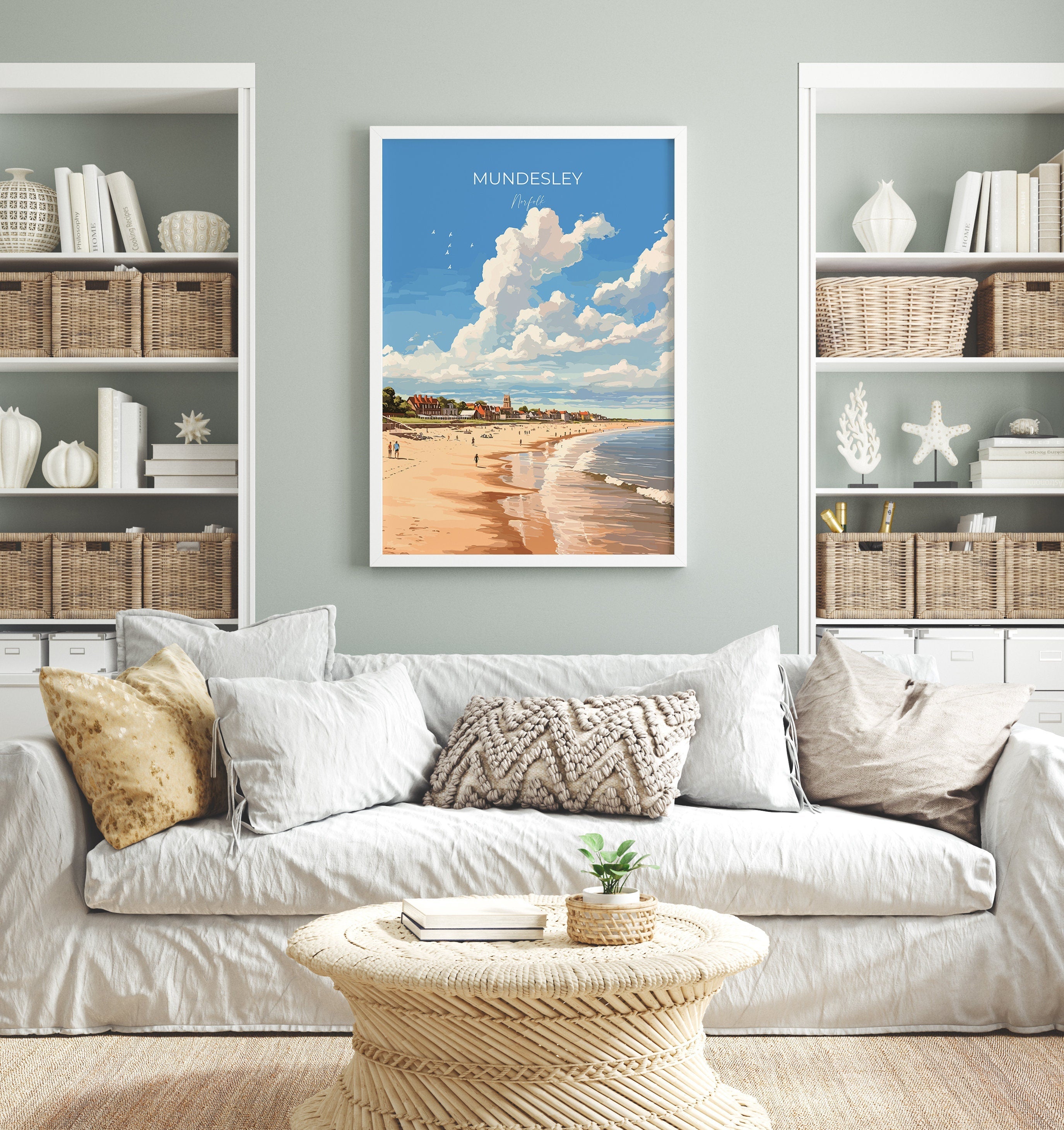 Mundesley Beach Poster, Travel Print of Mundesley, Norfolk Gift, England, Norfolk Art, Mundesley Beach Gift, Wall Art Print NQ Media Designs