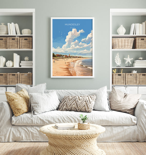Mundesley Beach Poster, Travel Print of Mundesley, Norfolk Gift, England, Norfolk Art, Mundesley Beach Gift, Wall Art Print