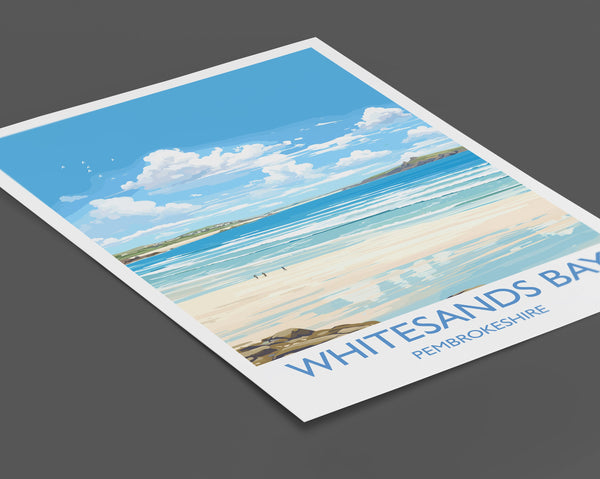 Whitesands Bay Travel Print, Travel Poster of Whitesands Bay, St Davids, Pembrokeshire Art, Whitesands Bay Gift, Wales Gift