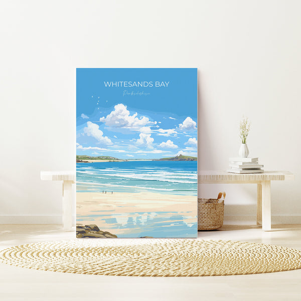 Whitesands Bay Travel Poster, Travel Print of Whitesands Bay, St Davids, Pembrokeshire Art, Whitesands Bay Gift, Wales Gift