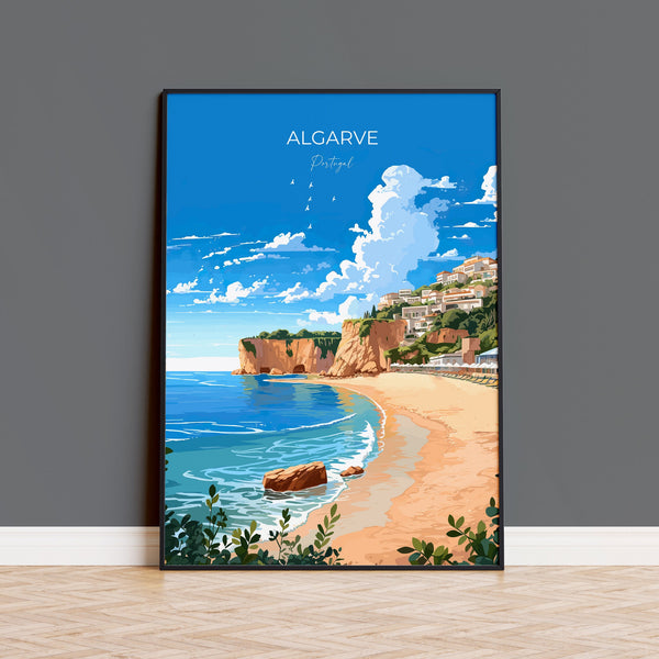 Algarve Travel Print, Travel Poster of Algarve, Portugal, Algarve Art, Algarve Gift, Portugal Wall Art Print
