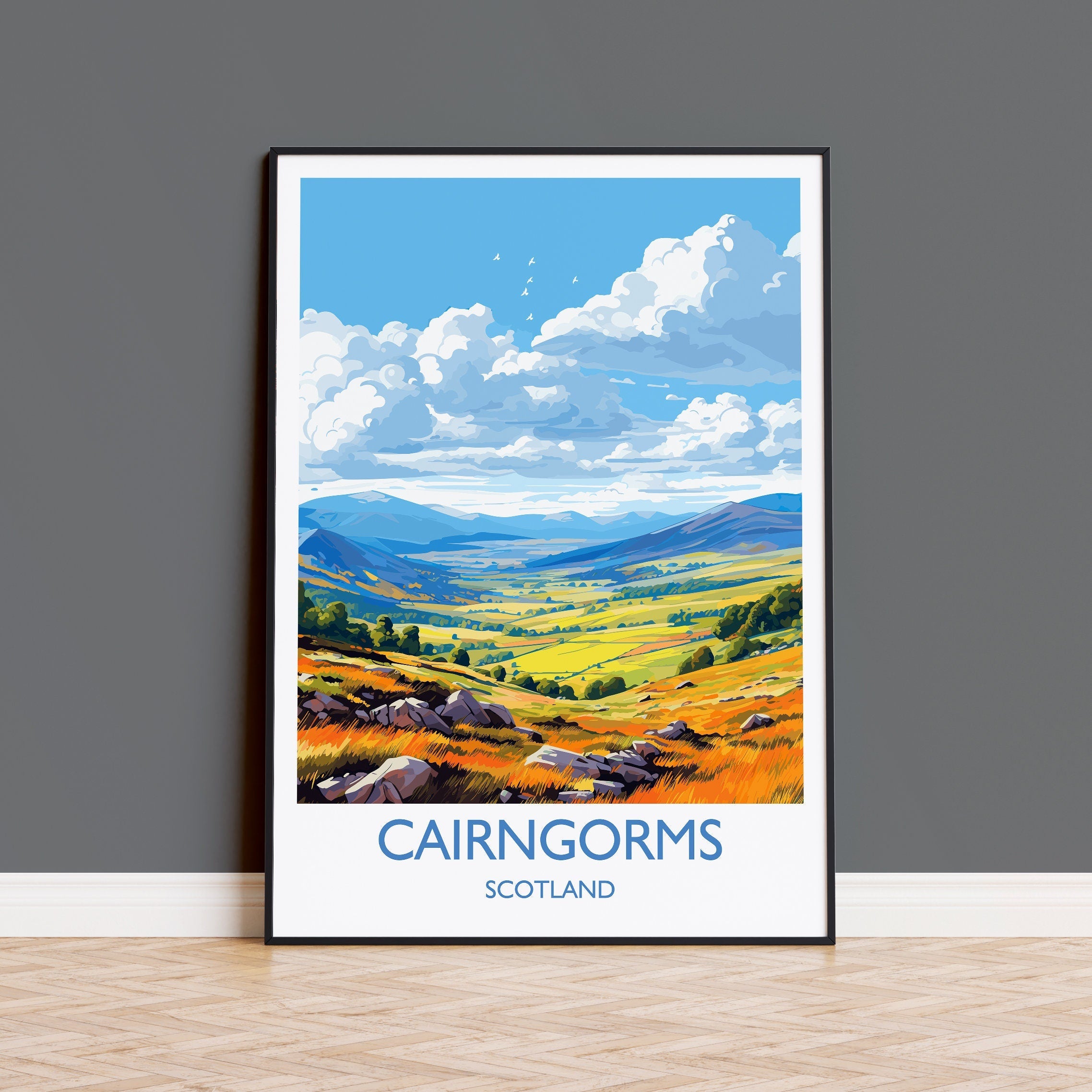 Cairngorms Travel Print, Travel Poster of Cairngorms , Scotland Gift, Cairngorms Art Gift, Scottish Highlands NQ Media Designs