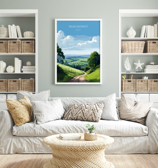 Peak District Print, Travel Poster of Peak District, National Park, England, UK, Peak District Art Gift