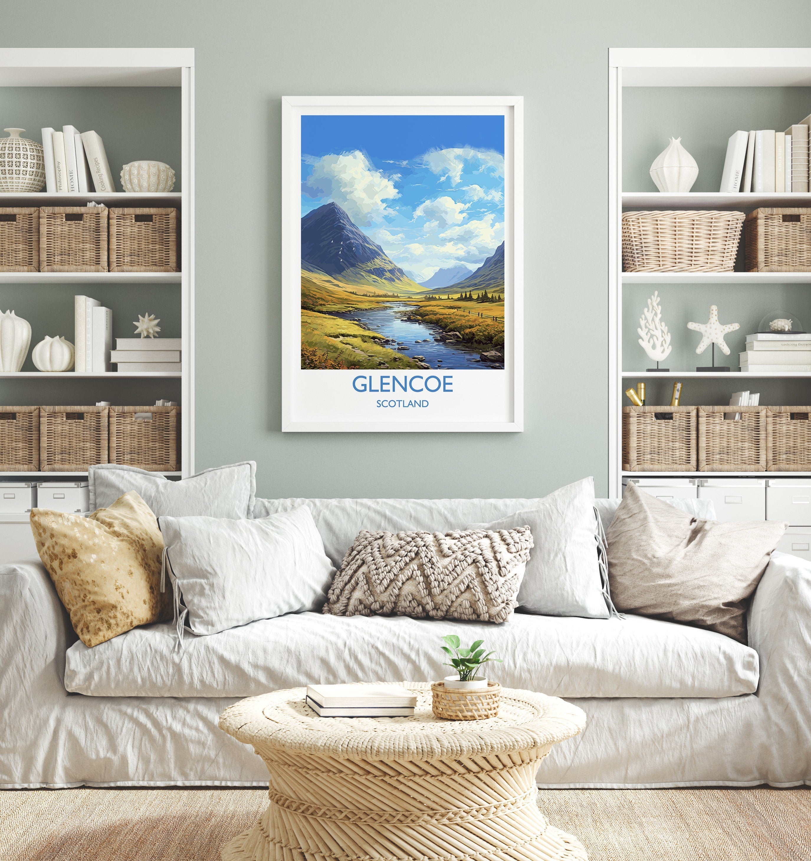 Glencoe Travel Print, Travel Poster of Glencoe, Highlands Gift, Scotland, Highlands Art, Glencoe Gift, Wall Art Print NQ Media Designs