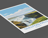 Gullfoss Falls Travel Print, Travel Poster of Gullfoss Falls, Iceland Gift, Iceland Art, Gullfoss Falls Gift, Wall Art Print NQ Media Designs