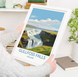 Gullfoss Falls Travel Print, Travel Poster of Gullfoss Falls, Iceland Gift, Iceland Art, Gullfoss Falls Gift, Wall Art Print NQ Media Designs